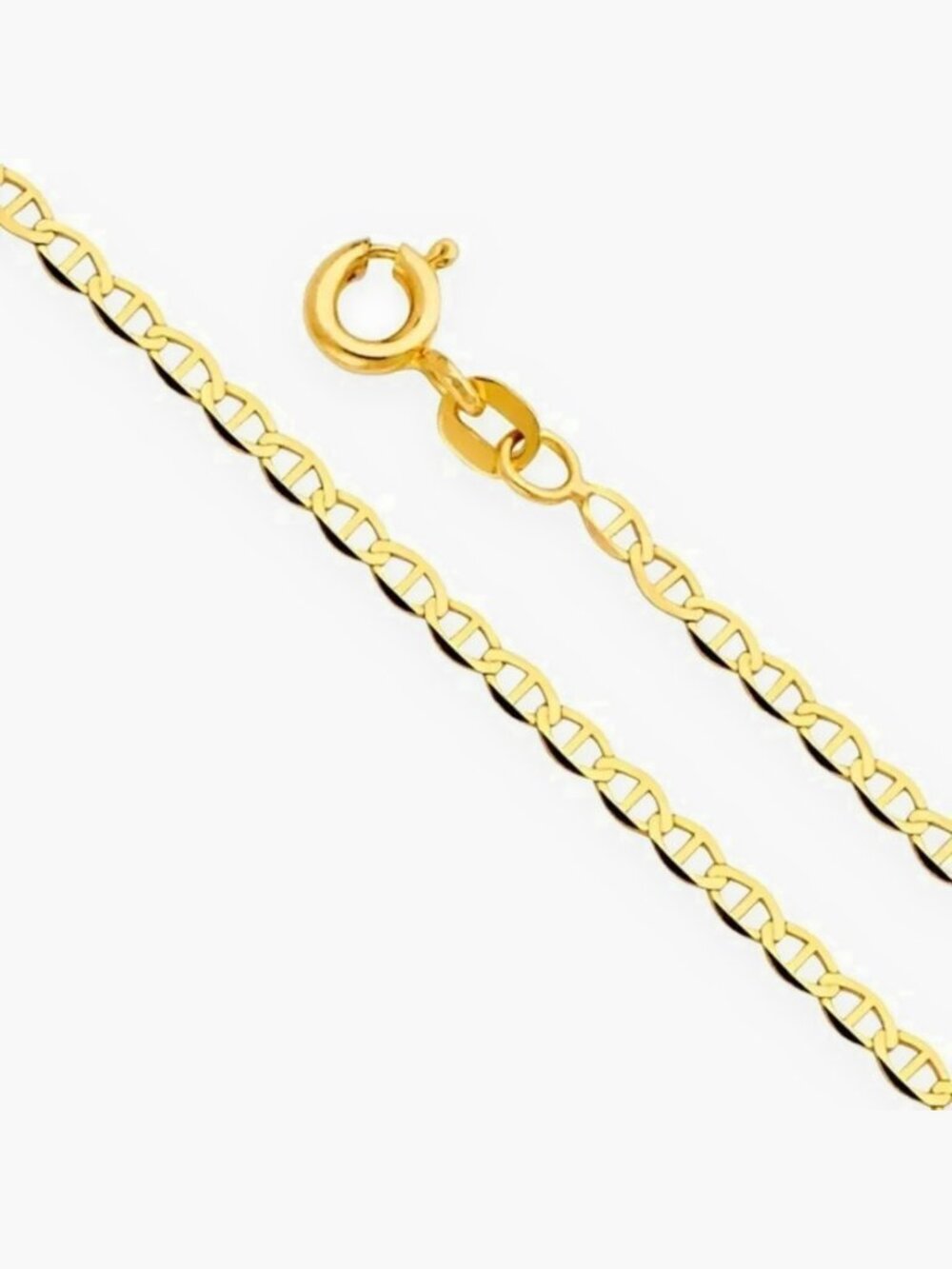14K Gold Flat Mariner Chain Necklace 20 Inch | 1.4mm Italian Chain